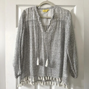 Roller Rabbit Women's Black/White Pom Pom 
100% Cotton Tunic Size S